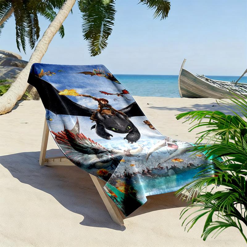 Dragon Trainning Print Beach Towel, Large Soft Quick Dry Towel for Beach Camping Swimming