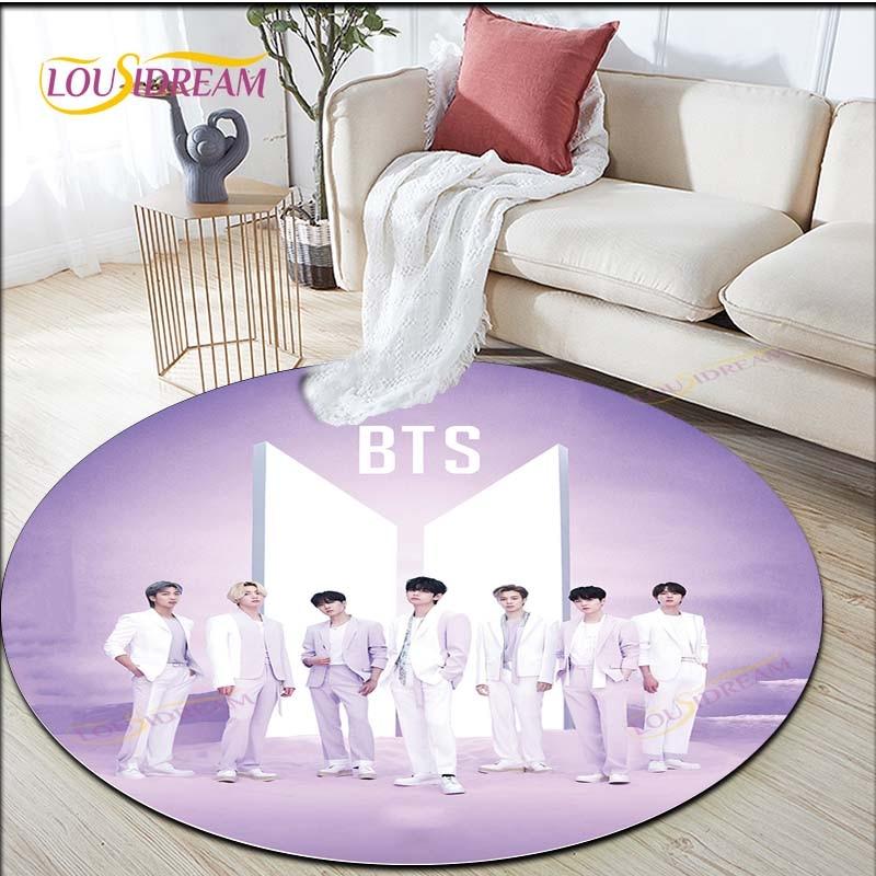 Новейший детский ковер с принтом K-pop Bangtan Boys, ковер для гостиной, круглый ковер BTS, напольный коврик, фланелевый противоскользящий коврик