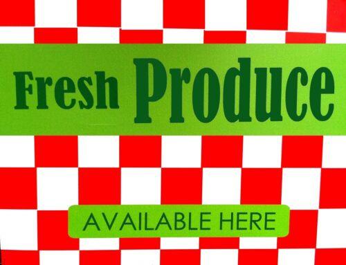 TIN SIGN Fresh Produce Checkered Farm Art Deco Garage Wall Farm ProduceAluminum