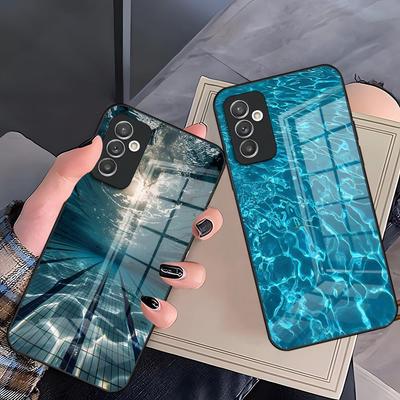 Чехол для телефона с водой в бассейне для Samsung S26 S25 Plus S20 S20 Plus S22 Ultra S23 FE S21 Plus S21 Ultra Стеклянная крышка