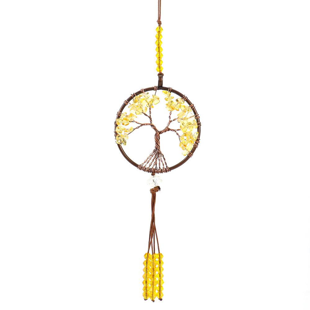 Ручная работа Натуральный Кристалл Семь Чакр Древо Жизни Подвеска для Автомобиля и Стены