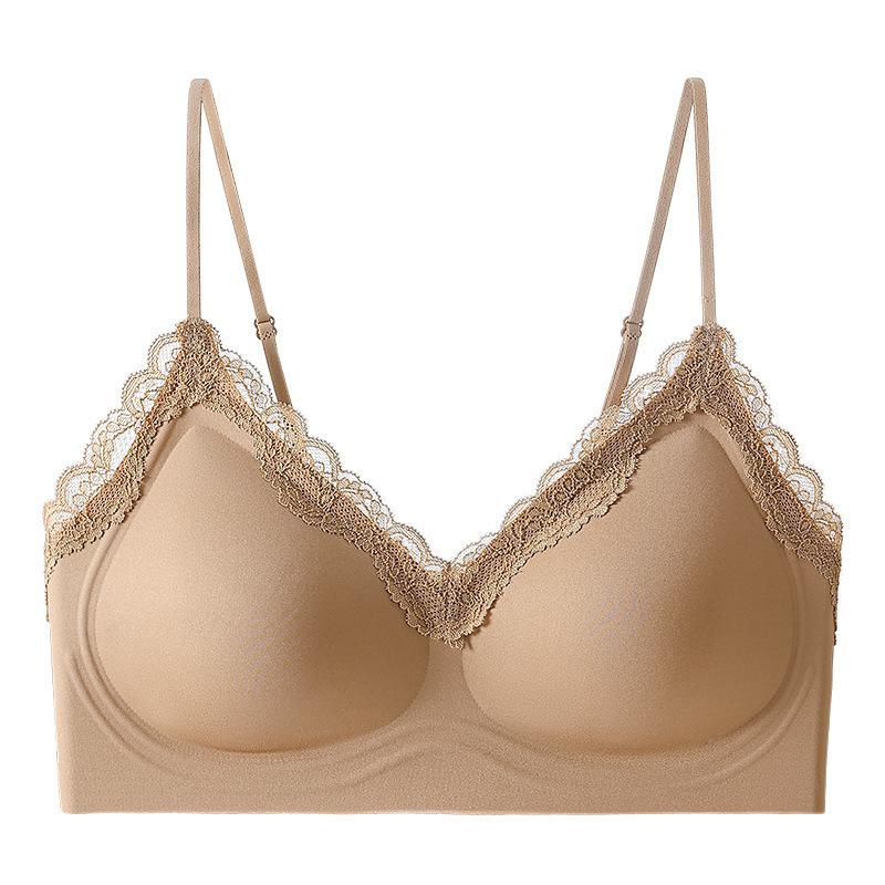 The new U home flat is comfortable, thin shoulder straps, seamless lace cool vest, summer suspenders gather inside the bra cover