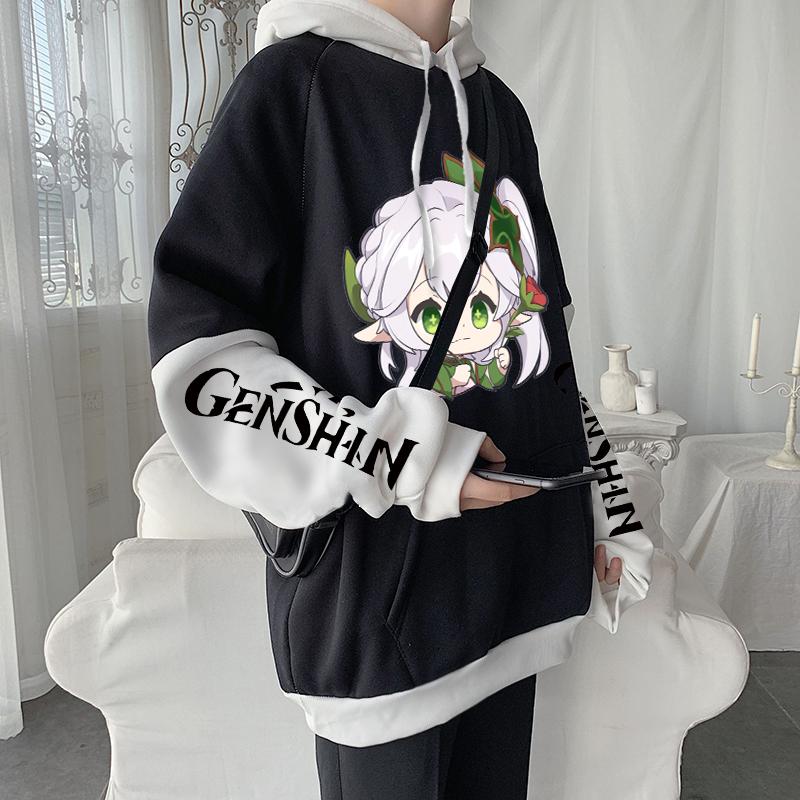 Genshin Impact Kawaii Nahida толстовки аниме Harajuku мультфильм негабаритные подростковые женские и мужские зимние толстовки с длинными рукавами унисекс