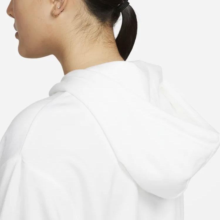 (WMNS) Nike Sportswear Logo Embroidered Loose Fleece Hoodie White Women's DO7257-100