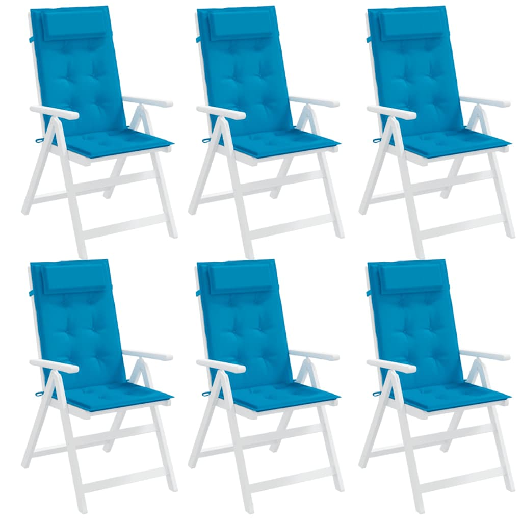 High Back Chair Cushions 6 pcs Light Blue Oxford Fabric