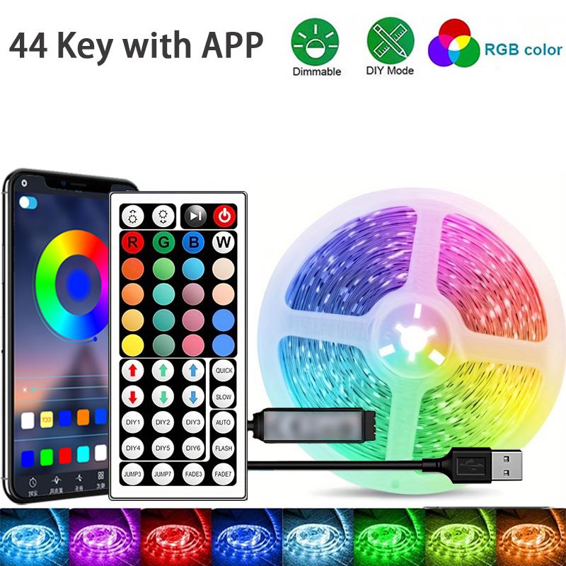 RGB светодиодная лента 1м-40м Светодиодный свет для комнаты с управлением через приложение Гибкая лента Светодиодная лента для декора комнаты спальни