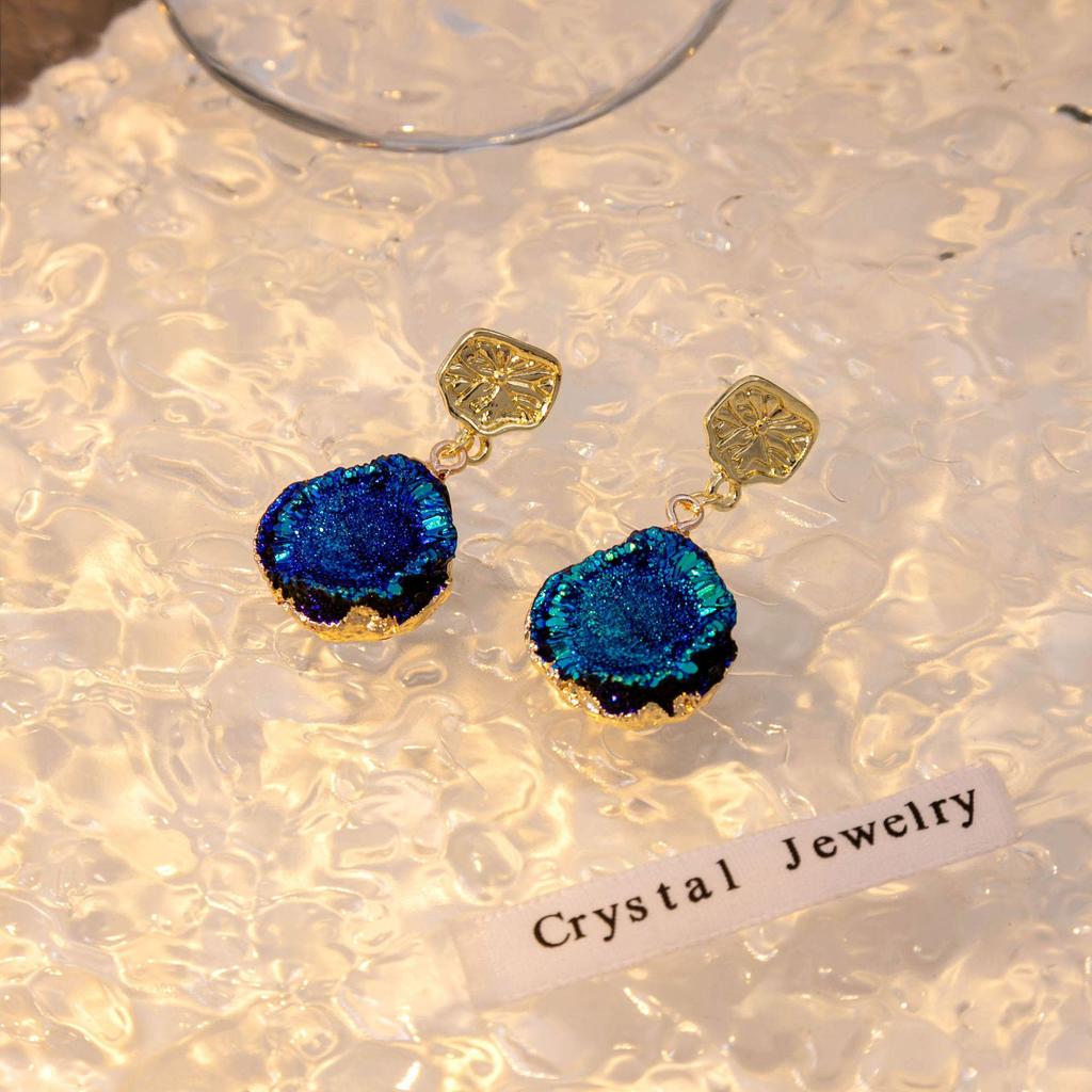 Элегантные синие геометрические овальные серьги-подвески из смолы для женщин