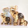 1 Pcs Golden Resin Elephant Statue Feng Shui Elegant Elephant Trunk Sculpture Lucky Wealth Figurine Crafts Ornaments Home Decor