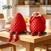 Desktop Organizer for Small Items 3D Printed Articulated Strawberry Storage Box, Cute Figurine with Kawaii Room Decor Accessories Movable Limbs, Mini
