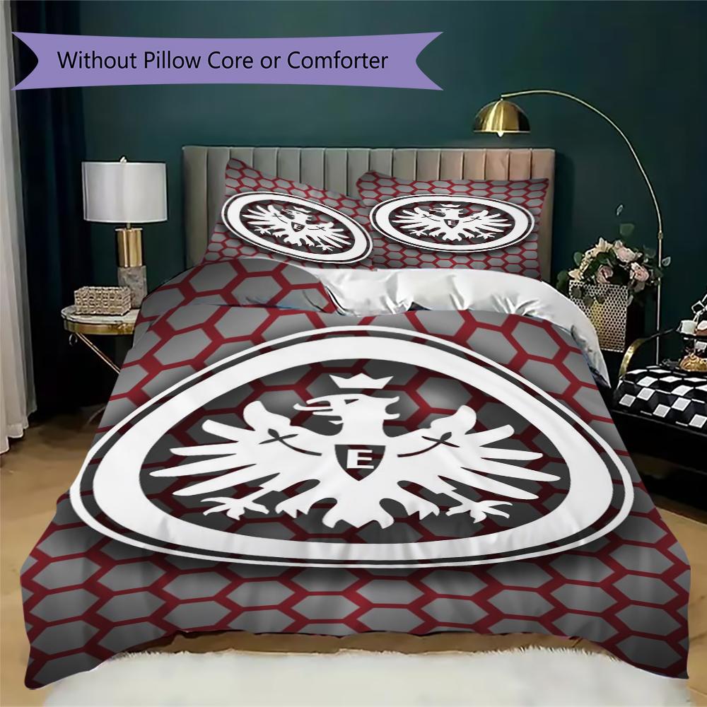 Eintracht Frankfurt Pattern Bedding uilt Set uilt Cover Pillowcase Home Decoration Birthday Gift (1 * duvet cover + 2 * pillowcase without core)