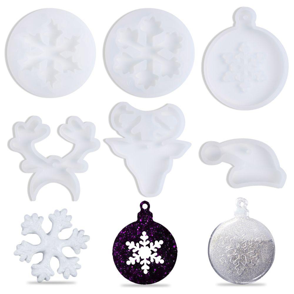 Resin Festival Supplies Silicone Casting Mold Christmas Mould Snowflake Bell Deer Xmas Tree Shape