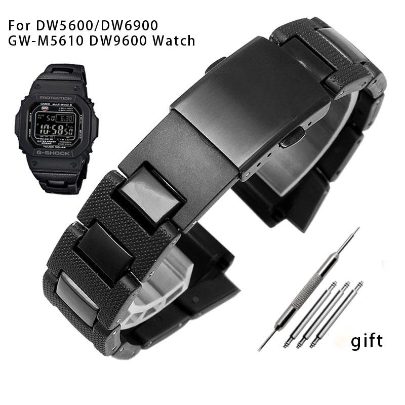 Для Casio G-SHOCK DW-5600 DW6900 DW9600 Черный Пластиковый Ремешок Пряжка из Нержавеющей Стали Мужской Браслет Ремешок Аксессуары для Часов