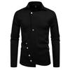 Autumn Men'S Solid Color Lapel Long Sleeve Shirt European Size Men'S Slant Placket Shirt Jacket