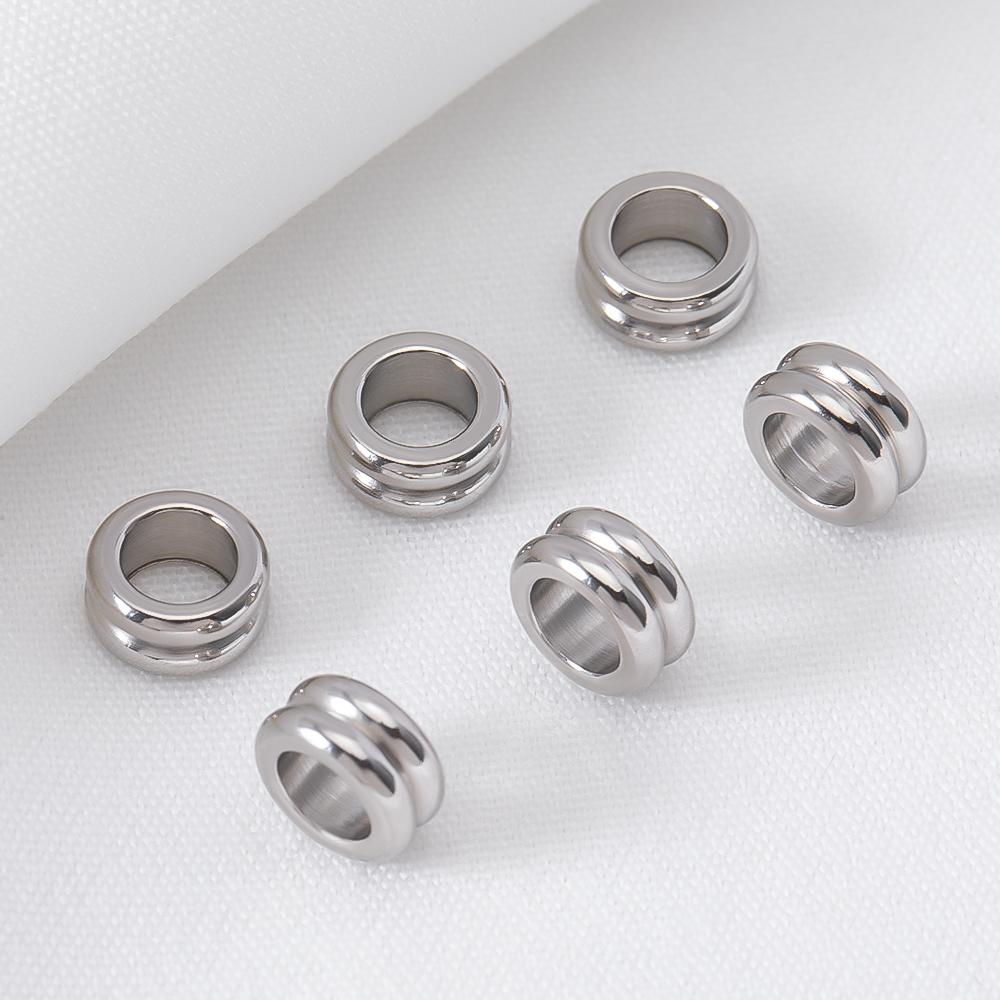 10pcs Stainless Steel Spacer Loose Bead Big Hole Beads Bamboo Drum Columnar Charm Pendant Bracelet Necklace DIY Jewelry Making