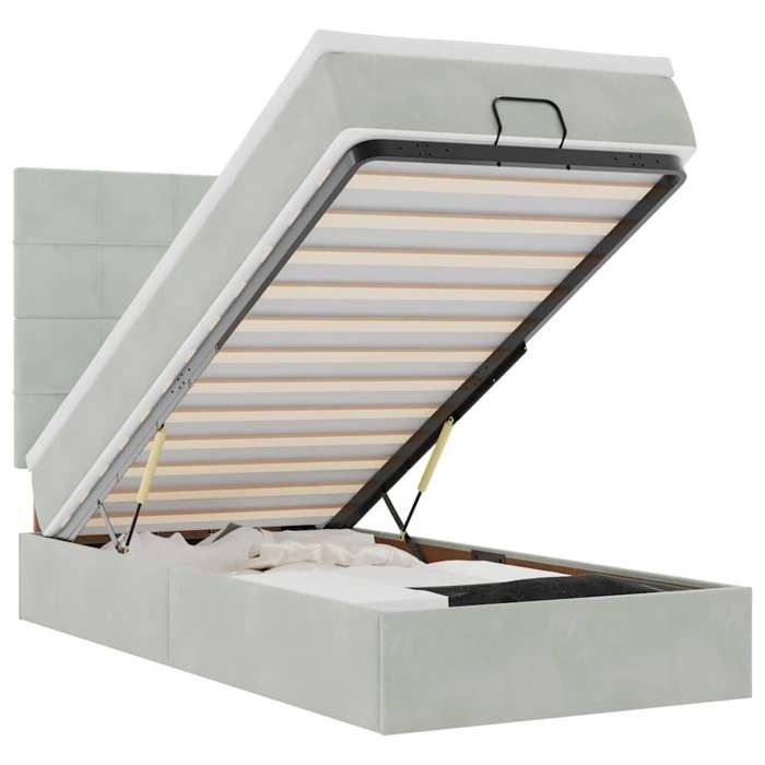 VidaXL Cadre de lit ottoman et matelas gris clair 90x190 cm velours, cadre de lit, cadre de lit rembourré, cadre de lit 3313439