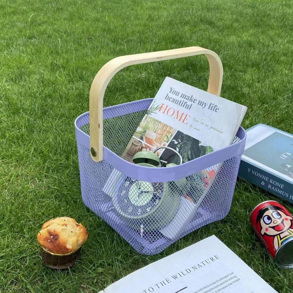 Однотонная металлическая сетка Стальная корзина Металлические подвесные кухонные корзины Органайзер для хранения Корзина Пикник