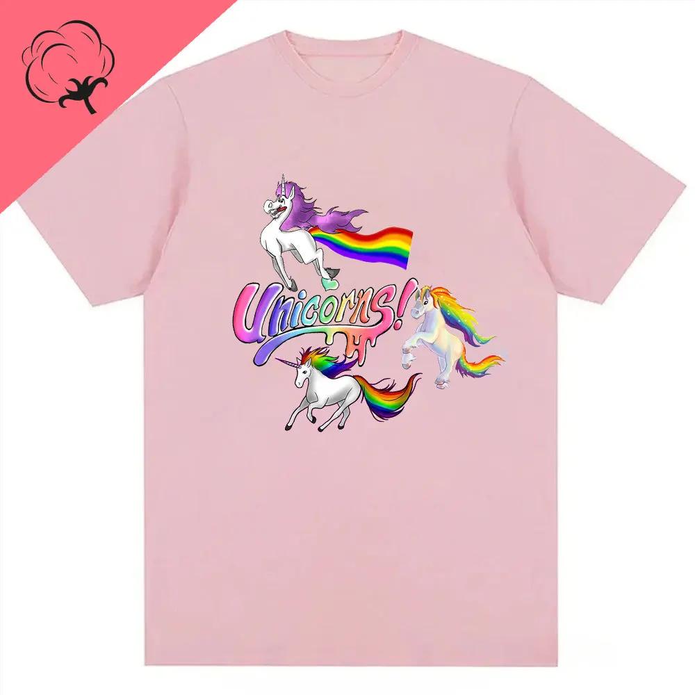 Male Unicorns Tee Rainbow Graphic Tees Funny Tshirts Women Fashion Hip Hop Alpha Men Tops 100 Cotton Unisex Aesthetic Clothing
