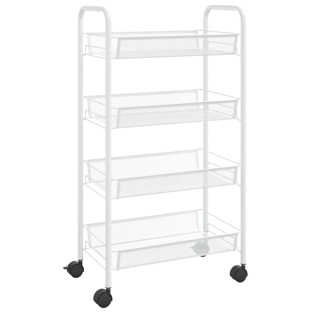 Kitchen Trolley 4 Tier White 46 x 26 x 85 cm Iron