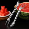 1/2Pcs Watermelon Fork Slicer Stainless Steel 2 In 1 Cutter Round Fork Head Portable Kitchen Fruit Cutting Fork for Watermelon Chunks Cake Bread Pizza