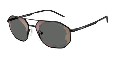 Солнцезащитные очки EMPORIO ARMANI матово-черные 30017G58 0EA2147, черные, зеркальные, красные, 58 мм,
