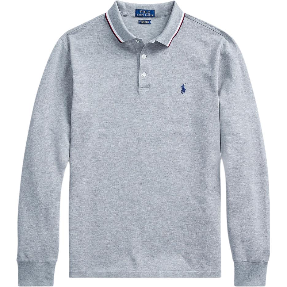 Polo Ralph Lauren Solid Color Pony Logo Embroidered Long Sleeve Polo Shirt Men Tops Gray MNPOKNI16820343-020