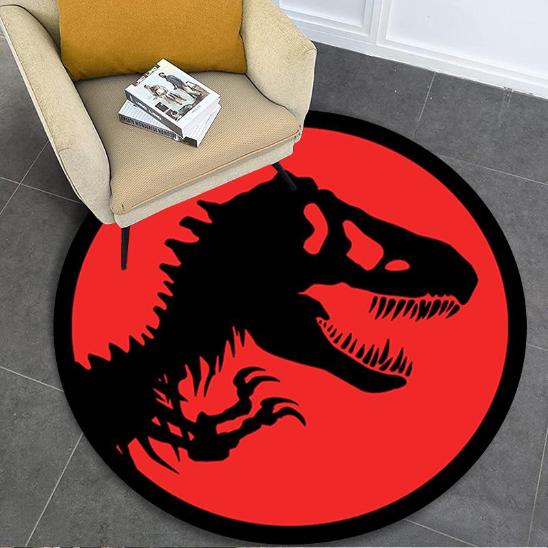 1Pc Jurassic Circular Rug - Office Decorative Carpet For Living Room Bedroom Door Mat Floor Rug Computer Chair Area Rug