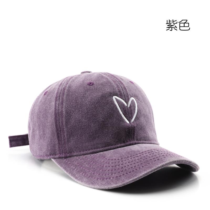 Japanese personality female retro washed old love embroidered peaked cap outdoor men travel sunscreen shading baseball cap