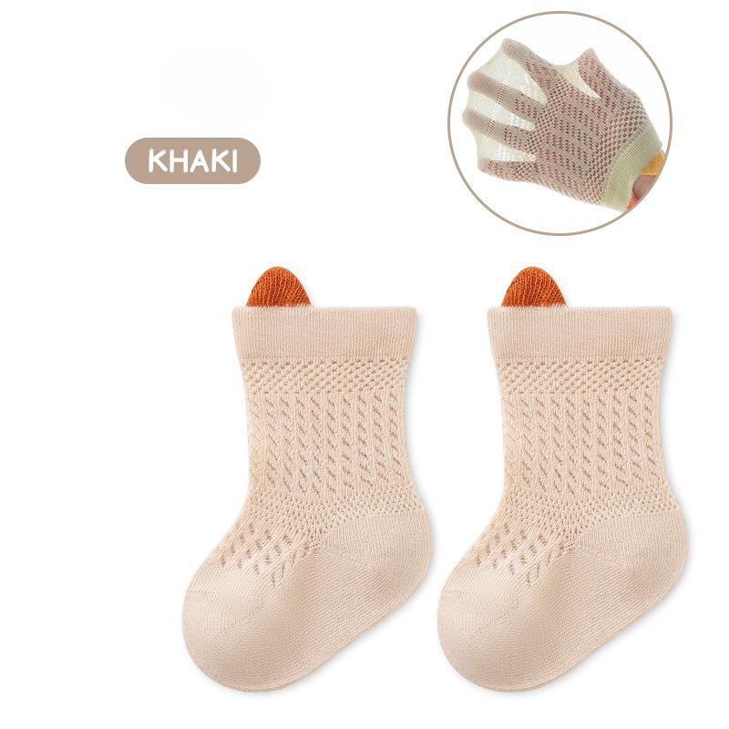 Seamless Mesh Baby Socks Thin Breathable Cotton Newborn Socks Cute Solid Color Ear Toddler Socks