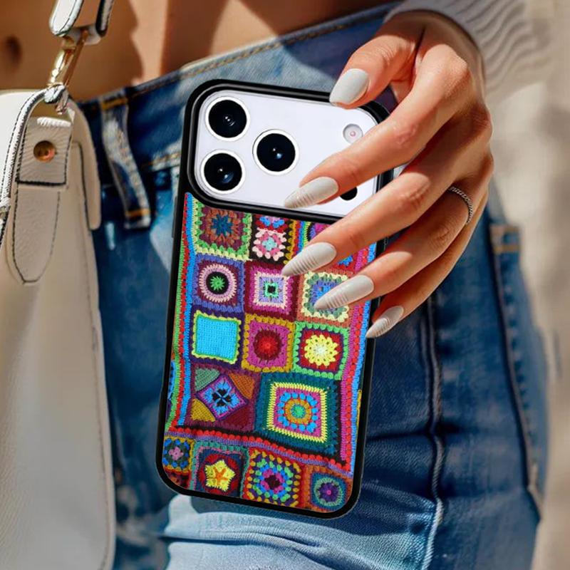 Чехол для телефона крючком "Бабушкин квадрат" для iPhone 17 Air 14 15 13 12 Max Чехол для Apple 14 15 16 16e 11 Pro Max Plus