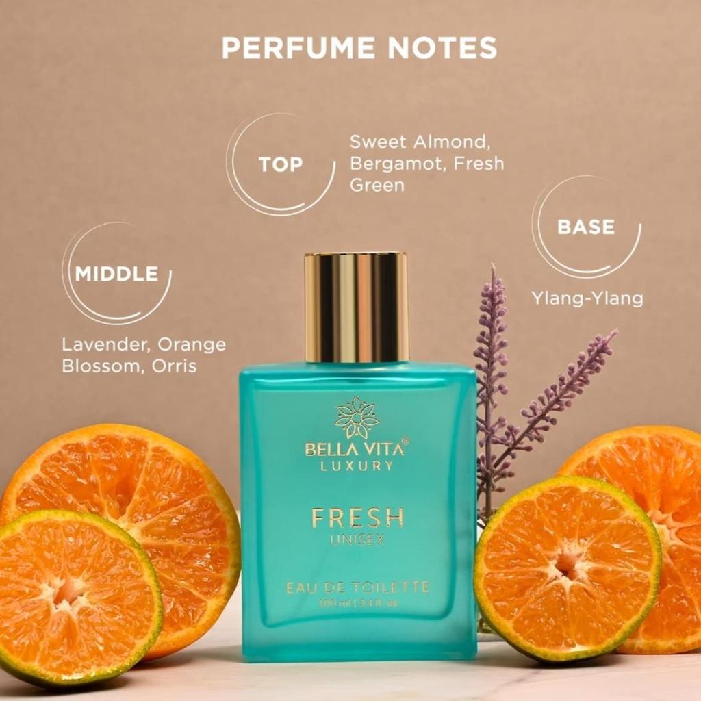 Bella Vita Luxury FRESH Eau De Toilette Духи унисекс для мужчин и женщин с бергамотом, иланг-илангом | Освежающий аромат EDT Long Lasting Fragrance Scent, 100 мл