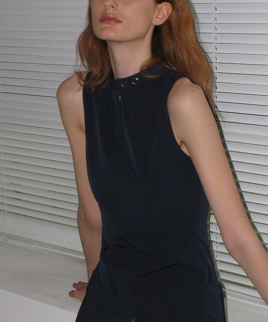 Partimento Woman Minimal Belted Dress_Navy