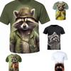 Смешная футболка для мужчин 3D принт енота, футболки с рисунком животного, топ с коротким рукавом, летняя уличная одежда, оверсайз, модная женская одежда