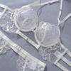 Вышитый прозрачный комплект нижнего белья с поясом-подвязками и утягивающим поясом (Стиль 1701)