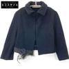 Navy Wool Short Jacket with Corsage Jacket 42 NavyUsed