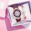 Новые спортивные кварцевые наручные часы Sky Ladies Feminino Casual Leather Watches Set Starry Bracelet Clock Relogio Women Watch