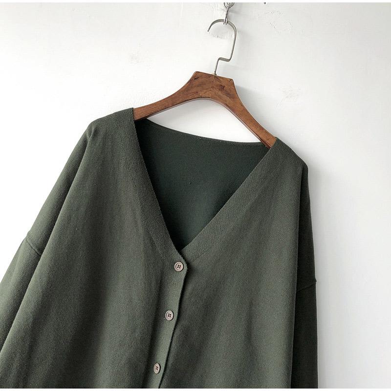 Женский однотонный свободный кардиган с V-образным вырезом и длинным рукавом, весна-осень 2025, женские свитера с карманами на пуговицах