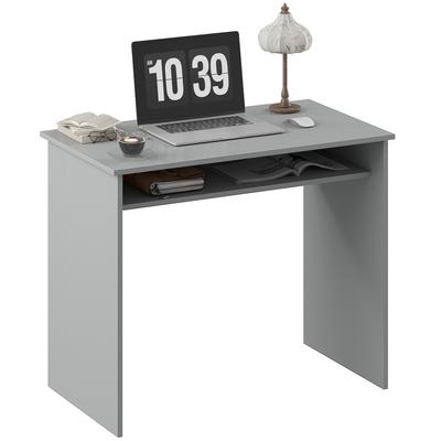 Modern Computer Desk, Home Office Table, Small Writing Desk with Storage Shelf, 90 X 50cm, Grey
