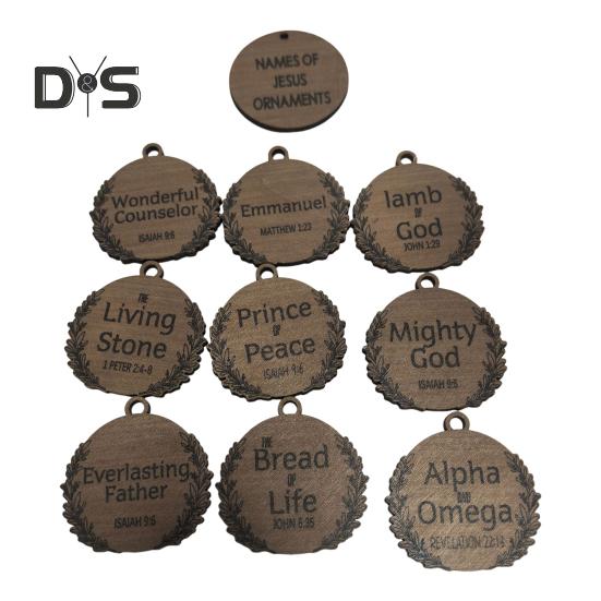 Names of Jesus Decorations Wooden Jesus Themed Hanging Ornaments Rustic Religious Decorations Christian Gifts for Women Men Festive Decor