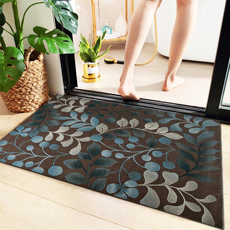 European Crystal Velvet Absorbent Floor Mat for Entrance, Bathroom, Bedroom, or Living Room - Washable.