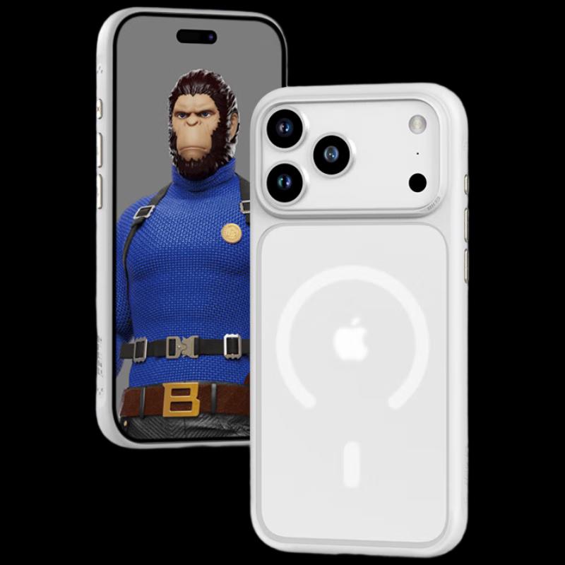 Синяя обезьяна Мистер. Магнитный чехол-кнопка AI с ощущением кожи для iPhone 17 Pro