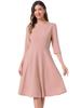 Allegra K Women's Business Dress, Casual Dress, Boat Neck, Short Sleeves, Midi Length, Flared, Office Dress, Pink, Size S