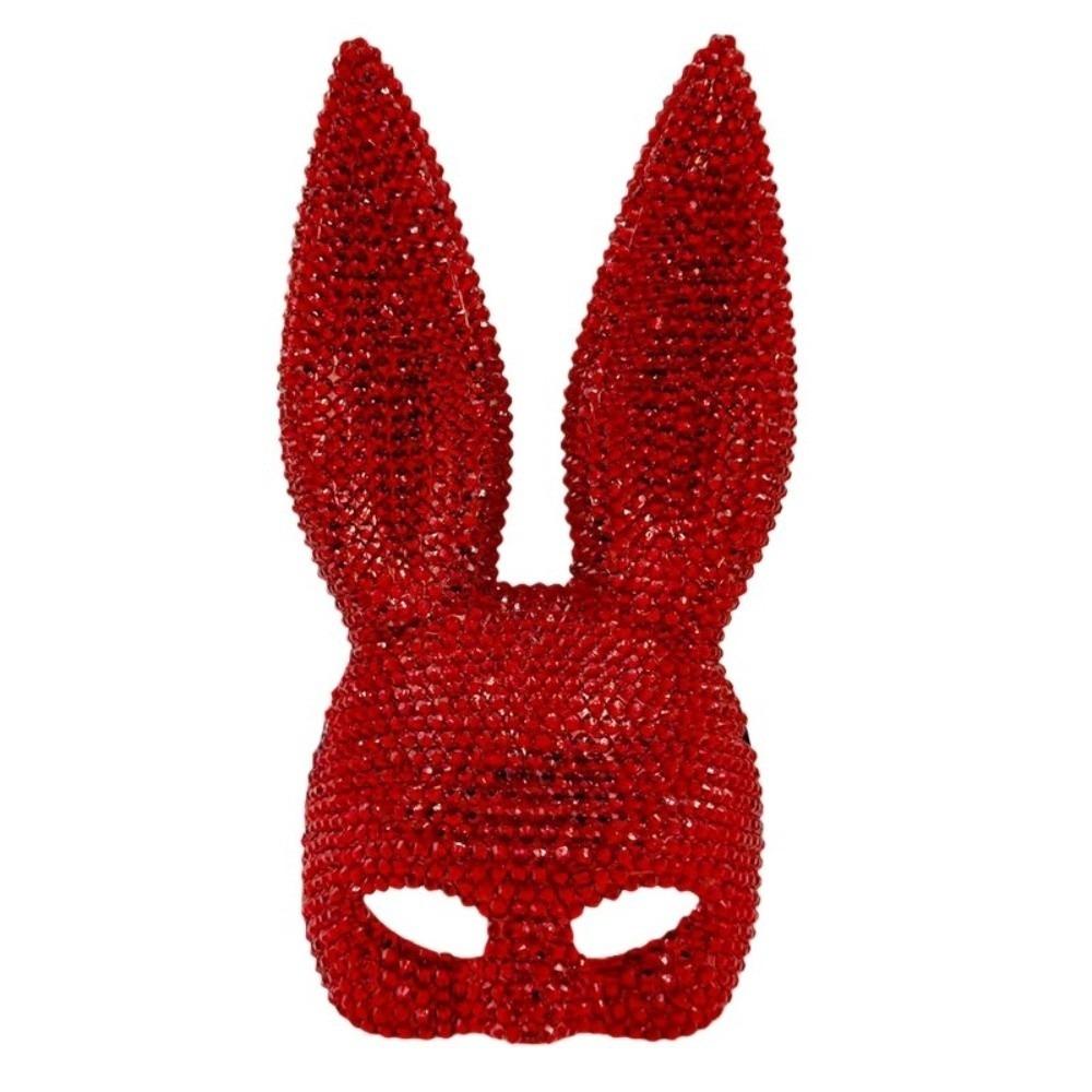 Photo Shoots Rabbit Ear Mask Crystal Studded Rhinestone Face Mask Bunny Half Face Mask  Halloween
