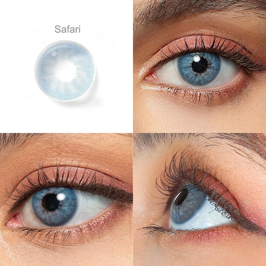 FreshGo Soft Color Contact Lens Gray Coloured Contact Lenses for Eyes Cosmetic Beautiy Pupils 1 Pair Yearly Contact Lenses