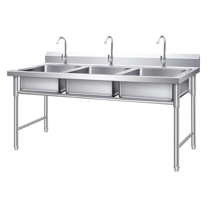 Напольная кухонная мойка из нержавеющей стали с тремя чашами