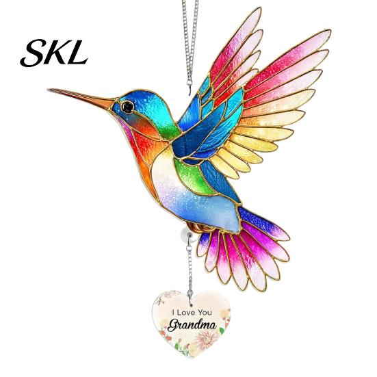 Hanging Sun Catcher Hummingbird Catcher, Acrylic Colorful Ornament, Red Bird Indoor Window Decor, Birthday Gift for Mom Wife Grandma Decoration