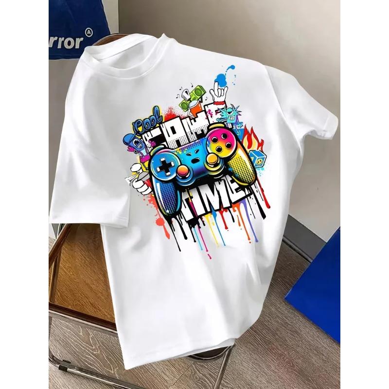 Game Time T Shirt Gamer Gaming Video Top Casual Vintage Washed Designer Clothes Stretched Graphic Unisex Fashion Comfortable