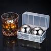 2 Pcs Kitchen Bar Ice Stones Beverage Wine Juice Ball-Shaped Cooling Cubes Stainless Steel Wedding Birthday Party Chilling Set