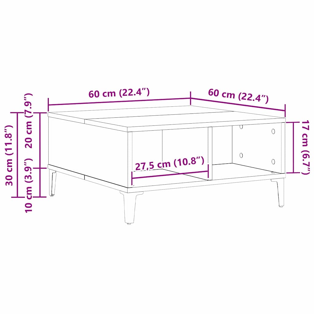 Artisan Oak Coffee Table 60 x 60 x 30 cm