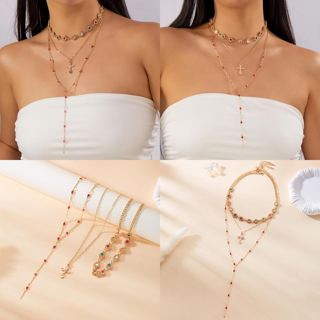 Retro Chic Cross Pendant Necklace For Women With Long Chain And Elegant Design