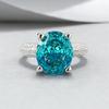 Xiancan Jewelry Серебряное кольцо S925 Овальное с огранкой 'Ледяной цветок' Paraiba с бриллиантом высокой твердости.